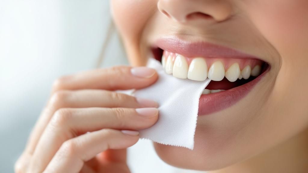 Woman using a warm compress on her jaw for relief