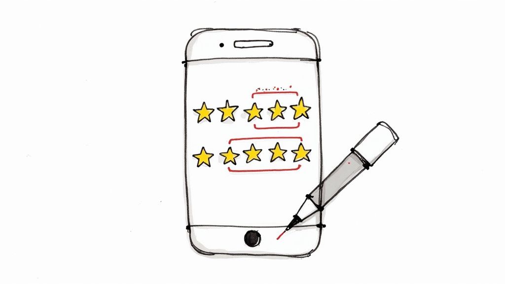 A homeowner uses a laptop to check online reviews for local roofing contractors.