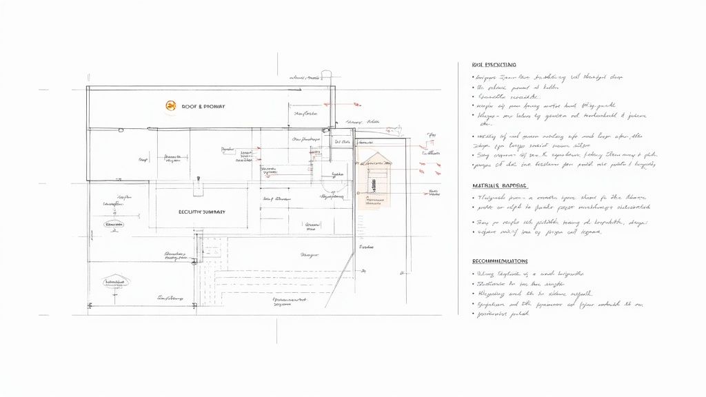 A close-up view of a roofing contractor examining shingles on a residential roof, symbolizing the detailed inspection process.