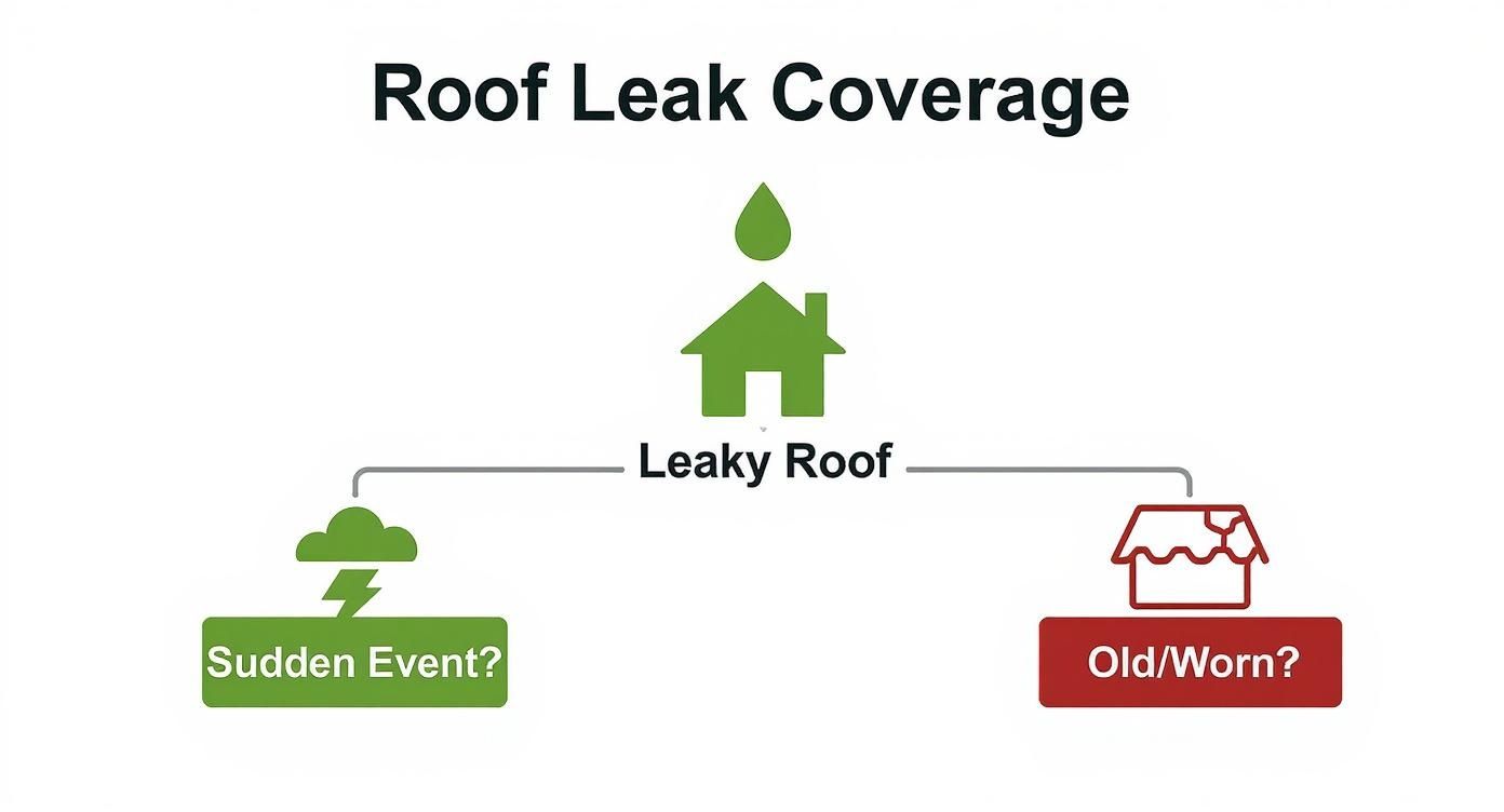 Infographic about roof leaks covered by homeowners insurance