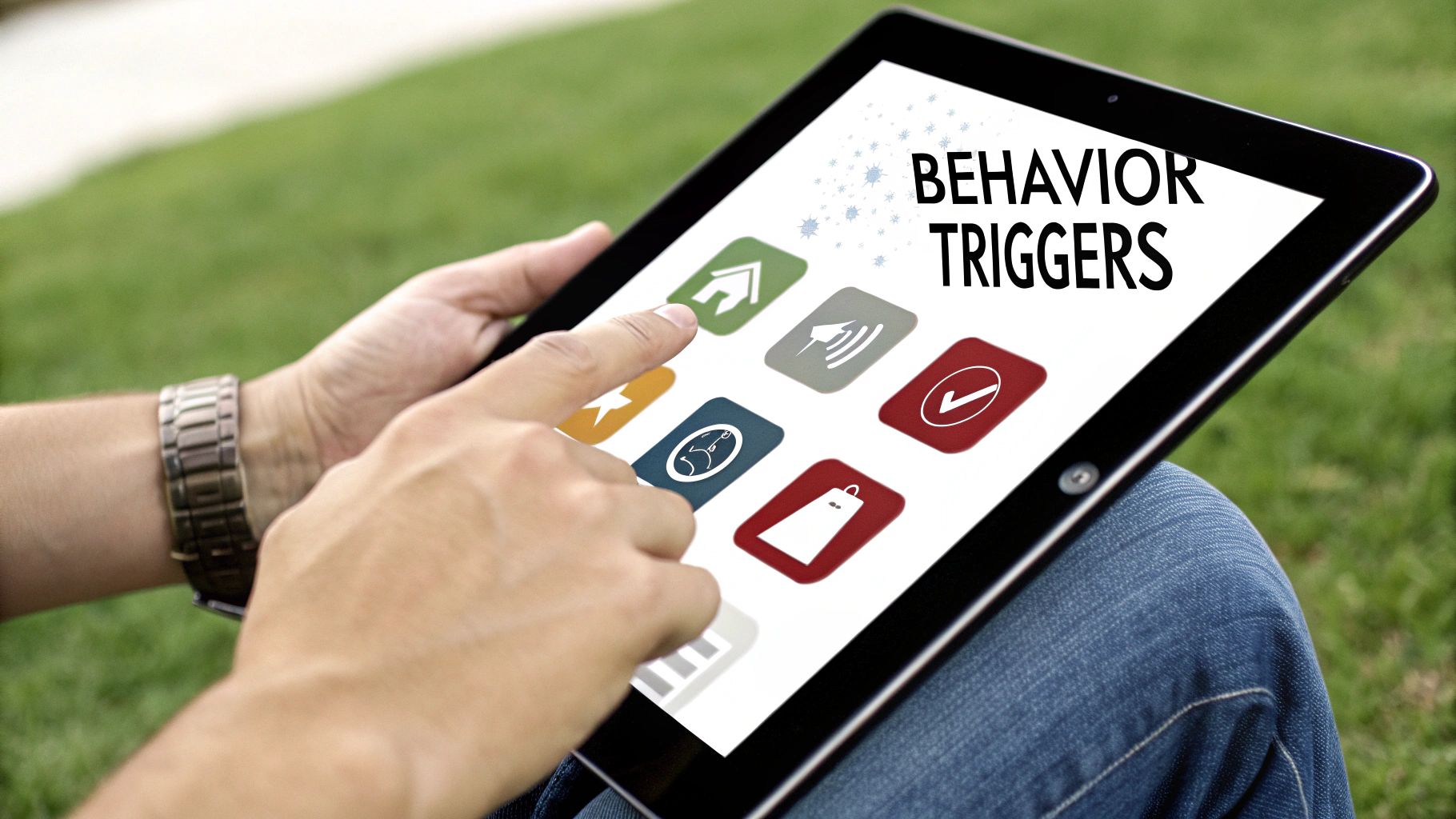 A diagram showing how customer actions trigger automated marketing responses