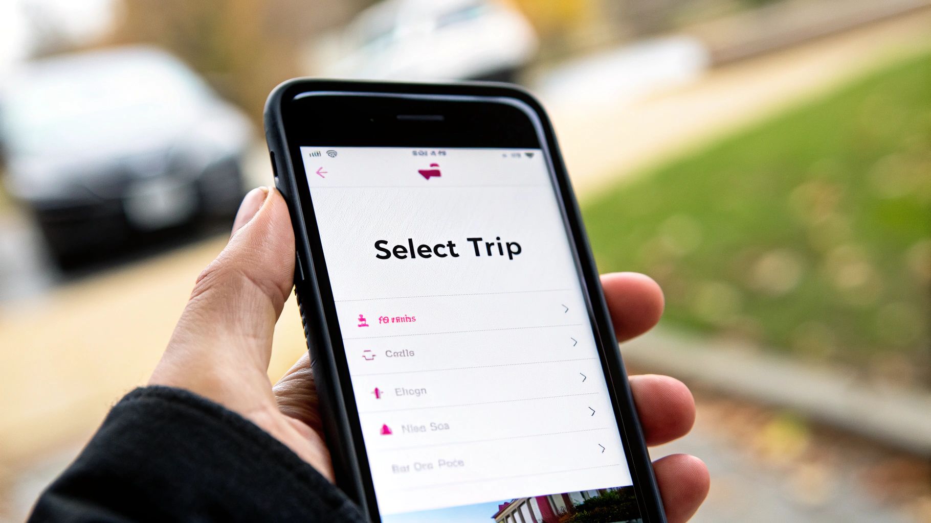 A person working on a laptop, managing their Lyft ride history for expense reports.