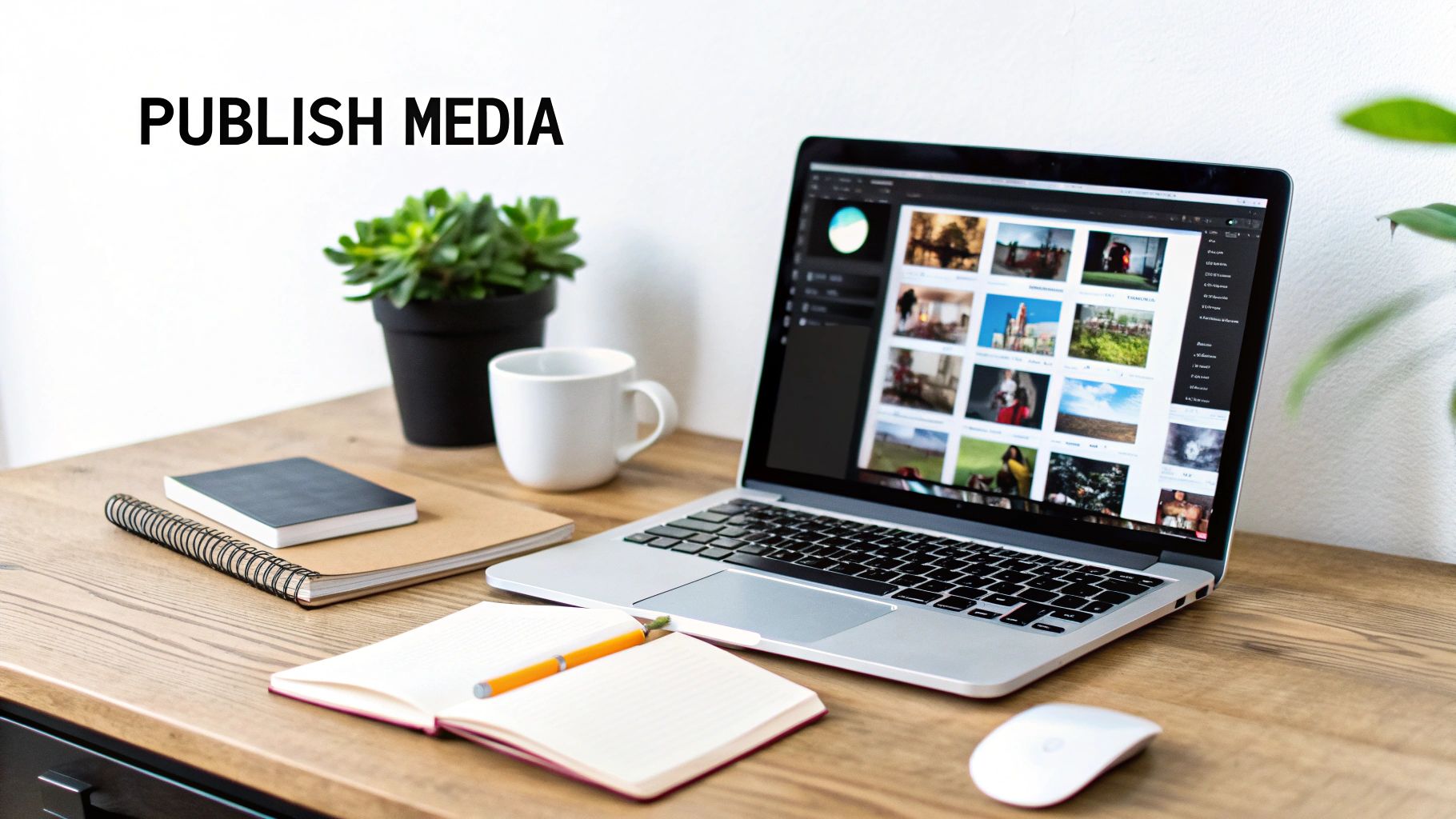 A developer's desk with code on a monitor displaying API endpoints related to content publishing