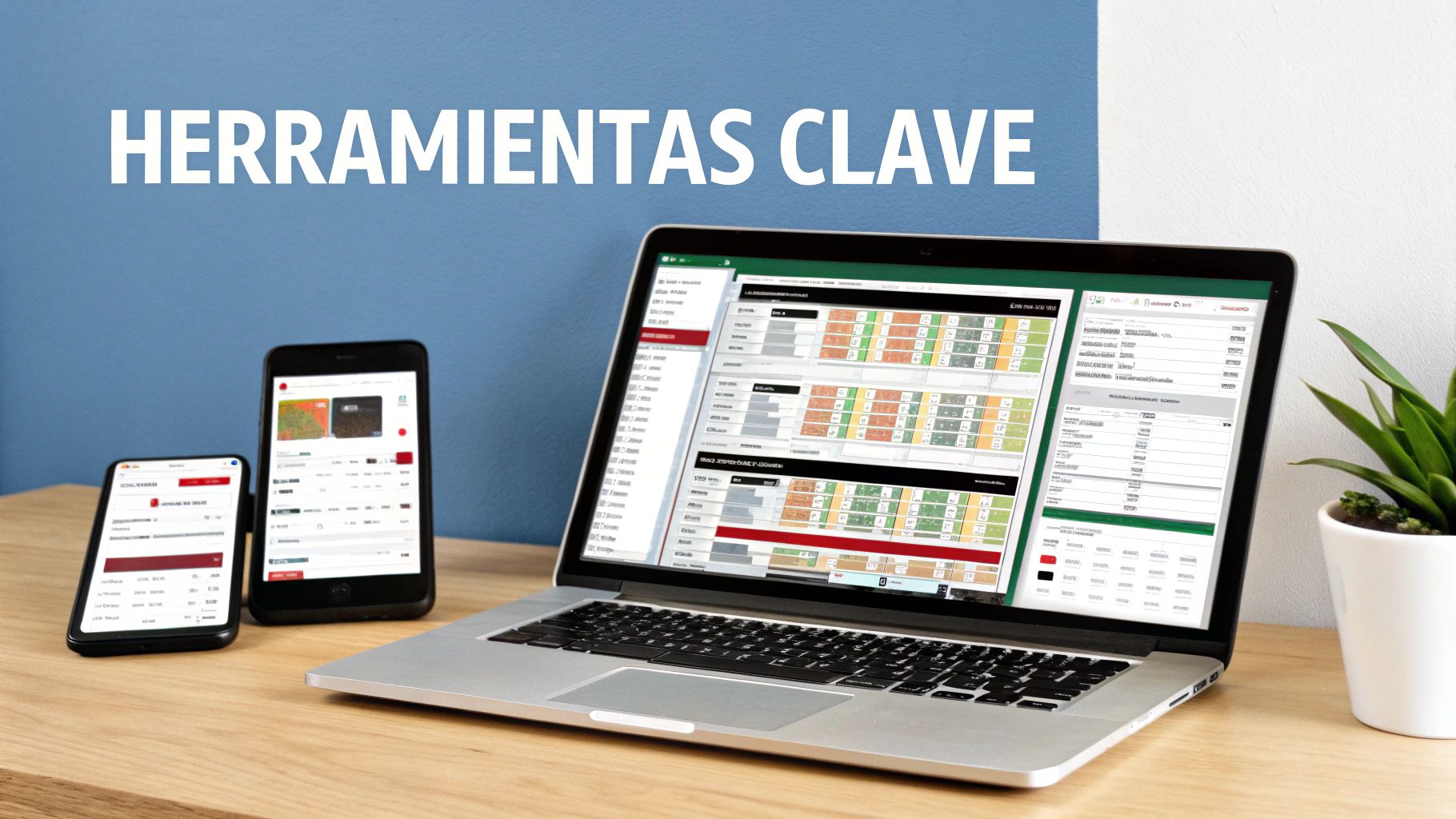 Una persona usando un portátil y un móvil con gráficos y listas de apuestas deportivas, simbolizando el uso de herramientas.