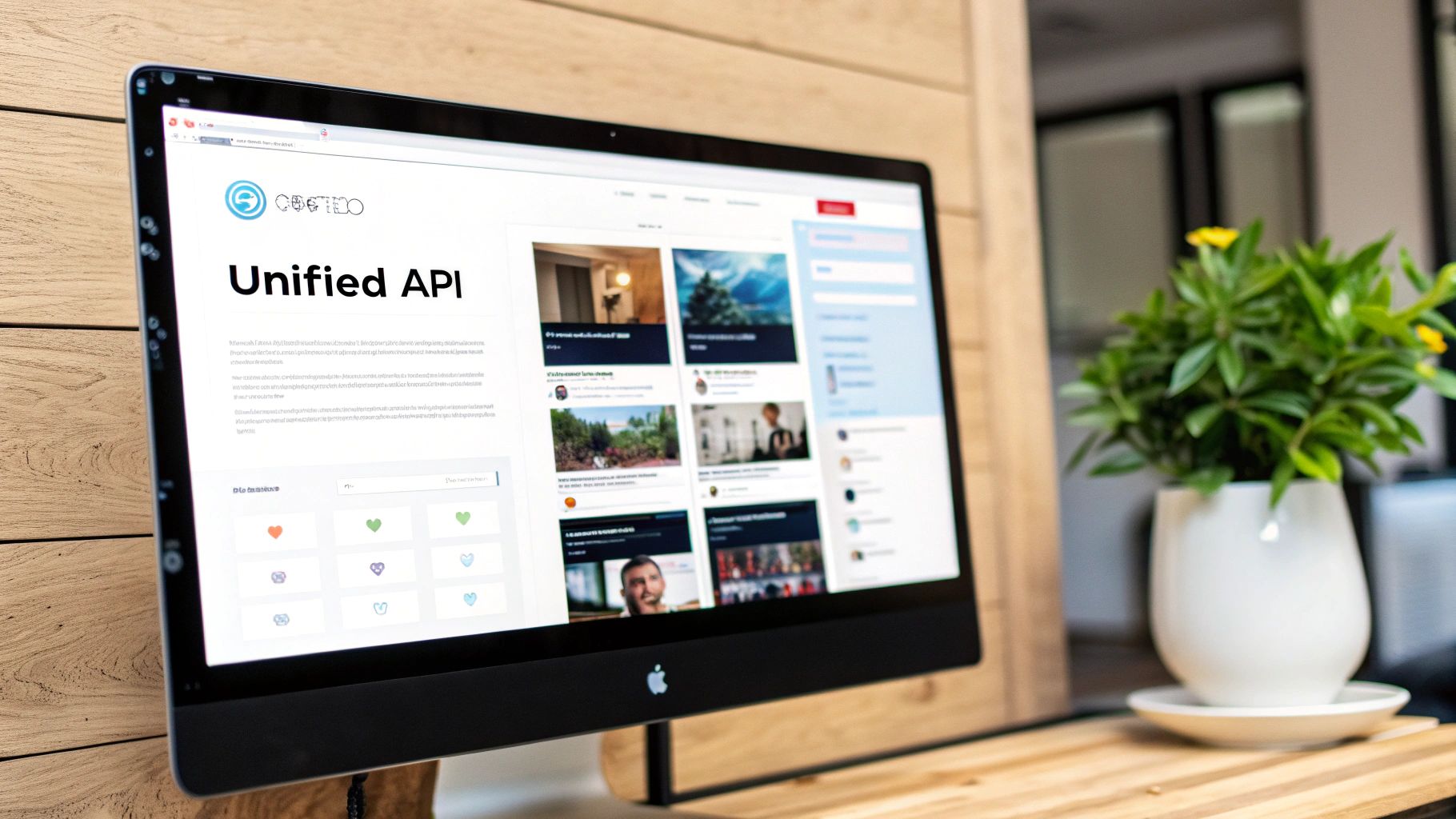 An abstract illustration showing multiple social media logos like TikTok, Instagram, and YouTube funneling into a single, central API icon.