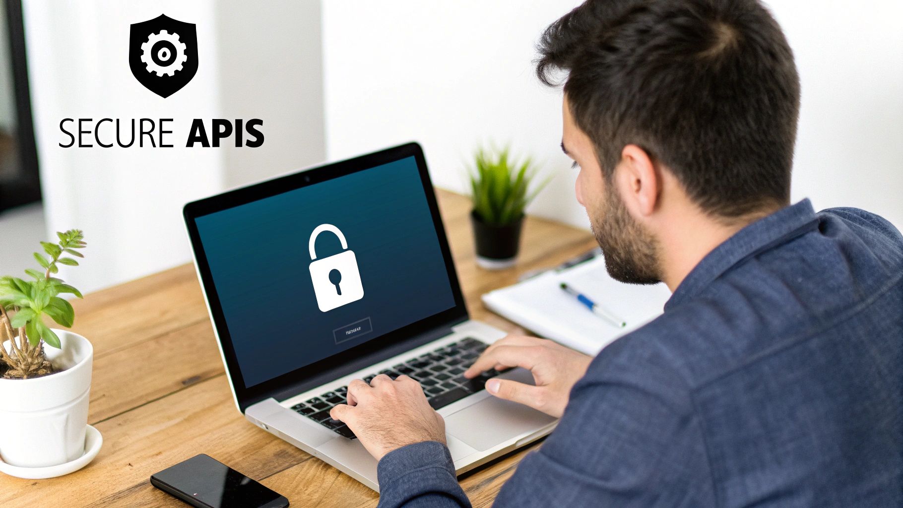 A digital lock and key symbolizing API security and protection