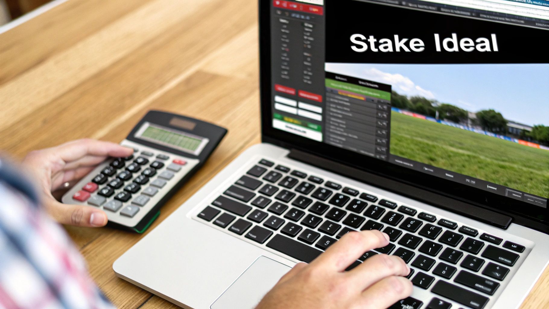 Una pila de fichas de póker sobre una mesa, simbolizando el capital o bankroll en las apuestas deportivas.