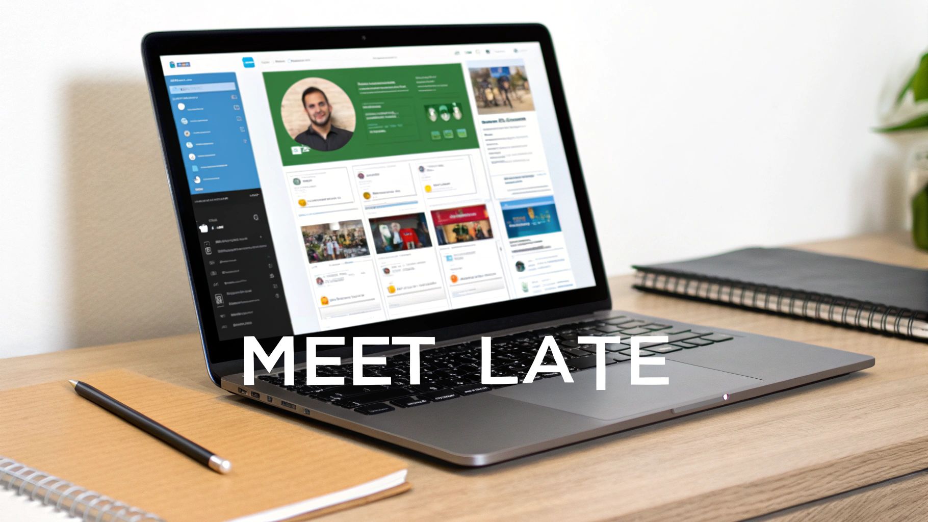 A modern, clean social media dashboard interface on a laptop screen