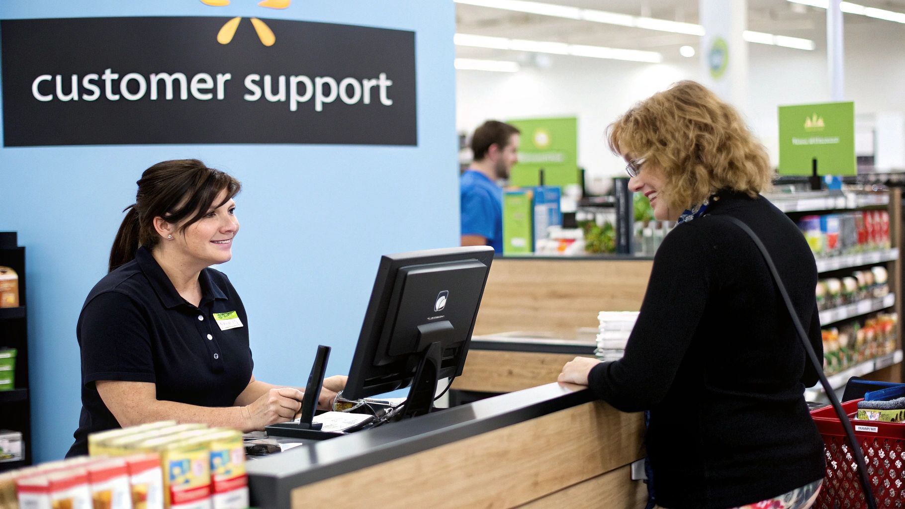 Person on the phone with customer service to find a Walmart receipt