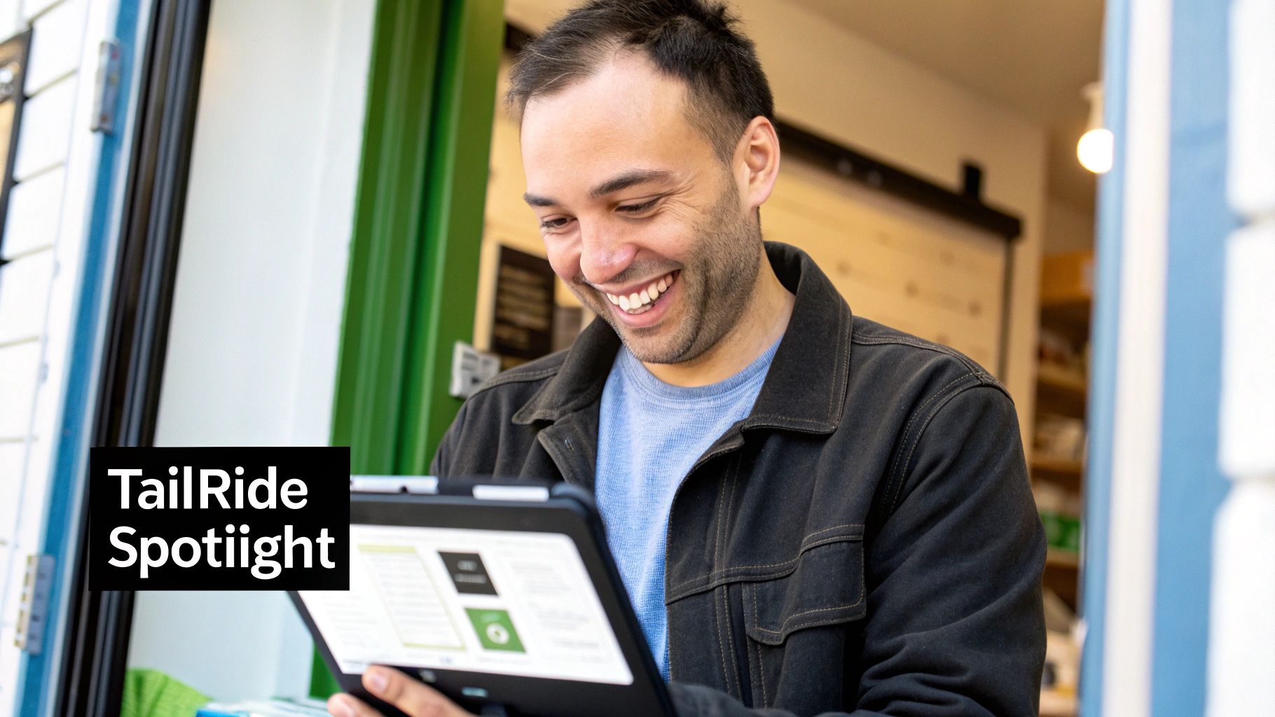 A person working on a laptop with charts and graphs on the screen, representing business growth and financial management with Tailride.