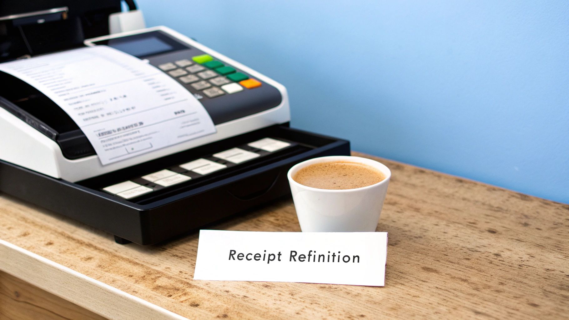 A person holding a small paper receipt