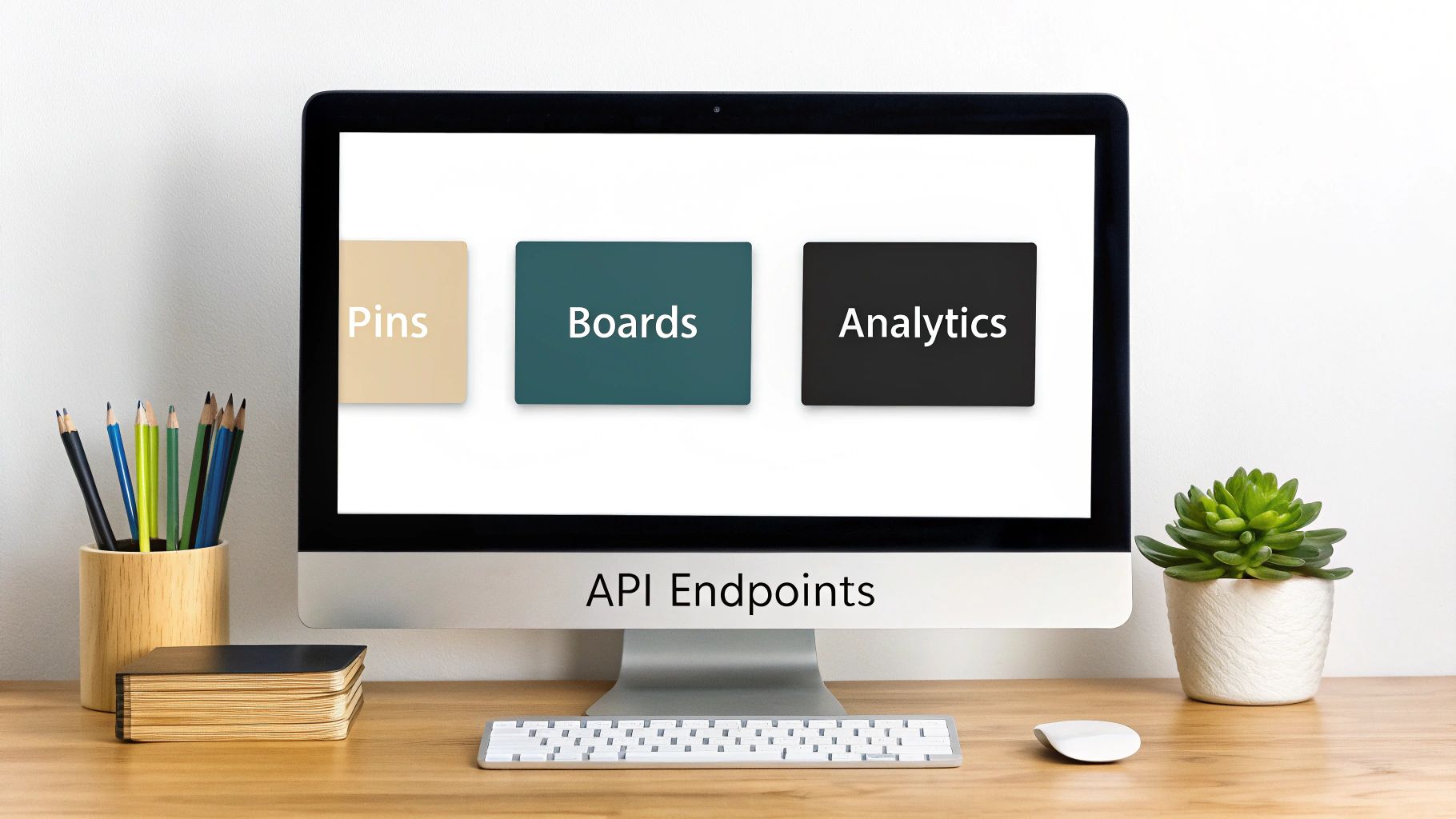 Tools organized on a pegboard, representing different Pinterest API endpoints