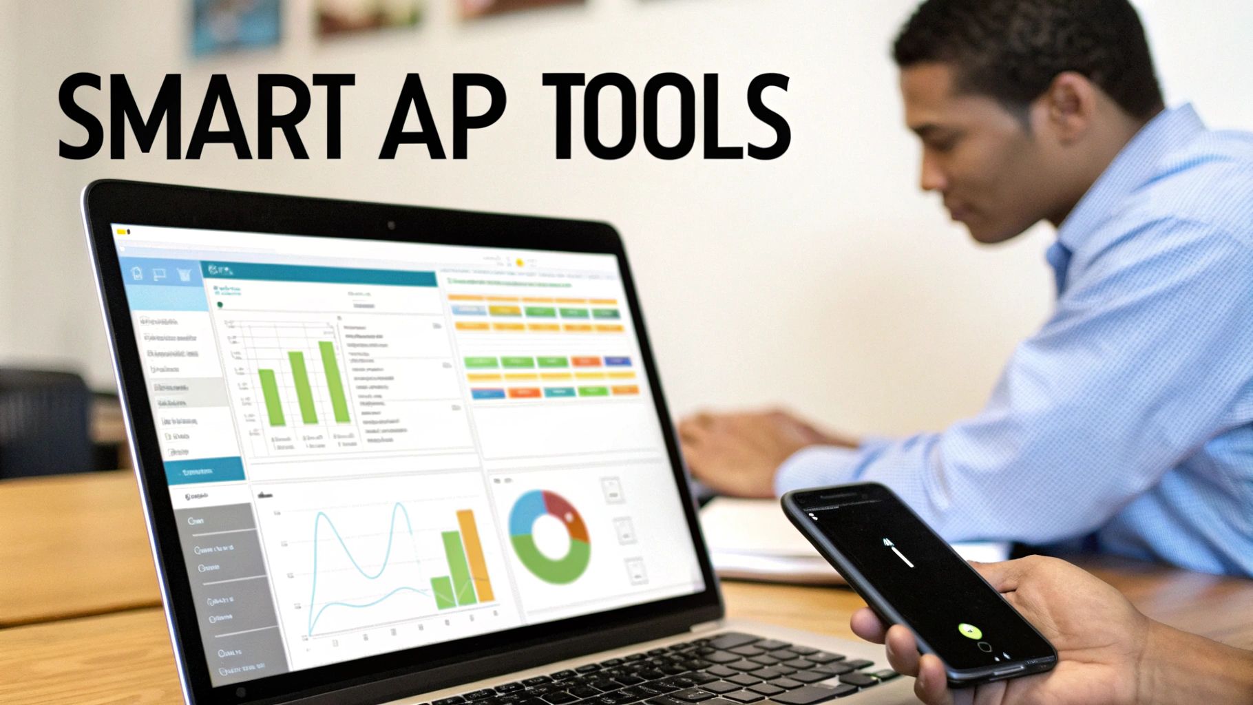 A person using a futuristic interface with data and charts, representing the use of technology in AP audits.