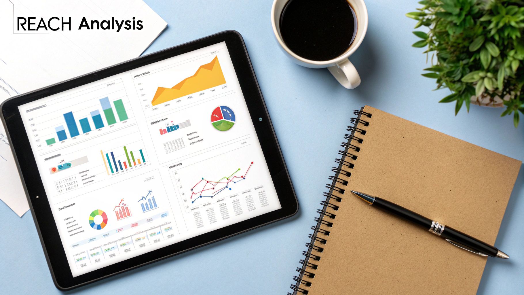 A person pointing to a laptop screen showing a business dashboard with rising graphs, symbolizing successful conversion tracking.