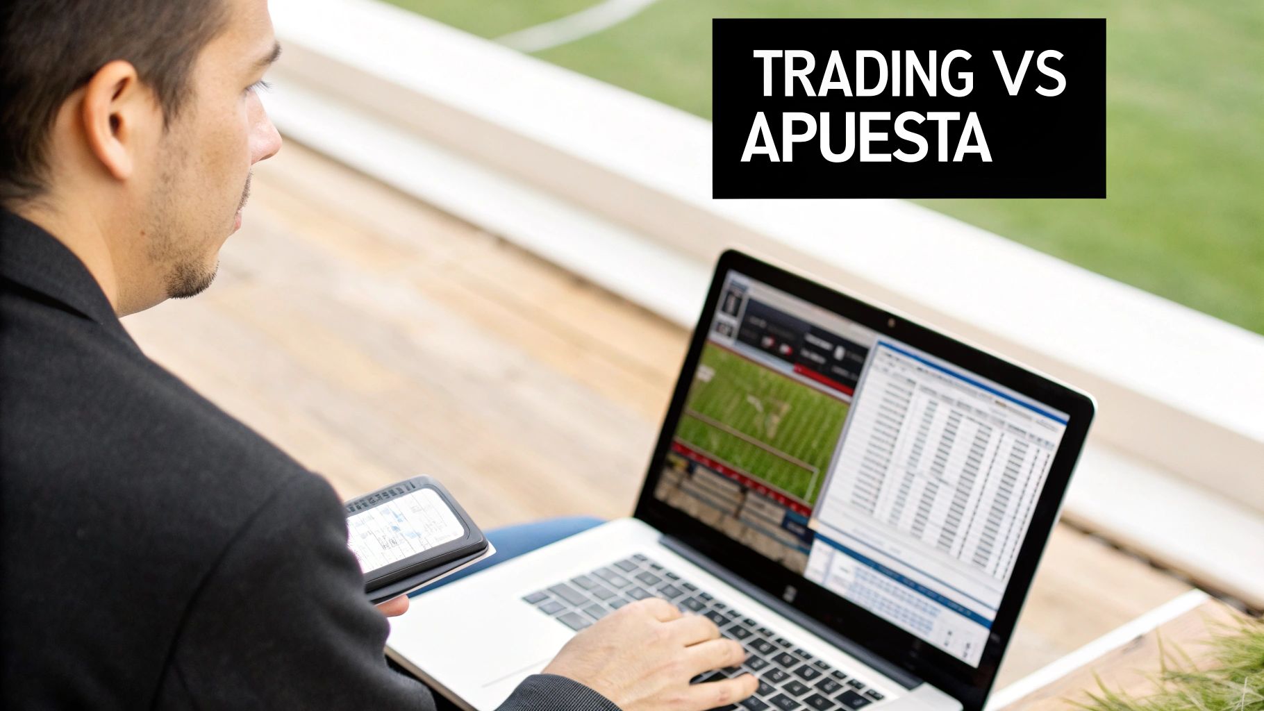 Una persona analizando gráficos en una pantalla, representando el enfoque analítico del trading deportivo