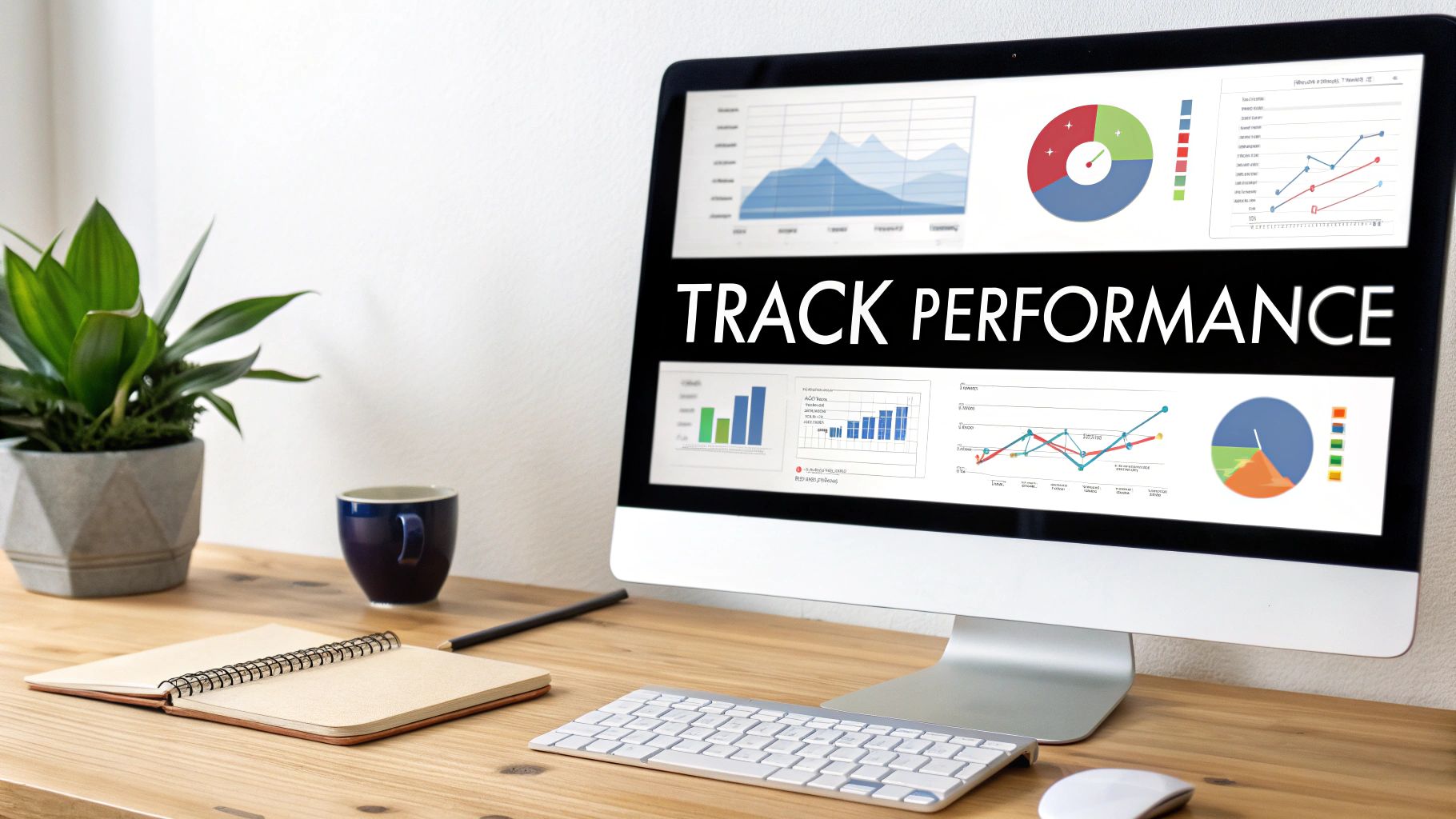 A dashboard showing various analytics charts and graphs, representing content performance measurement.