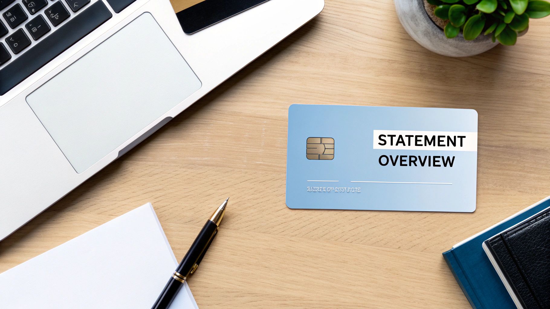 A person reviewing their credit card statement on a tablet, looking thoughtful and organized.