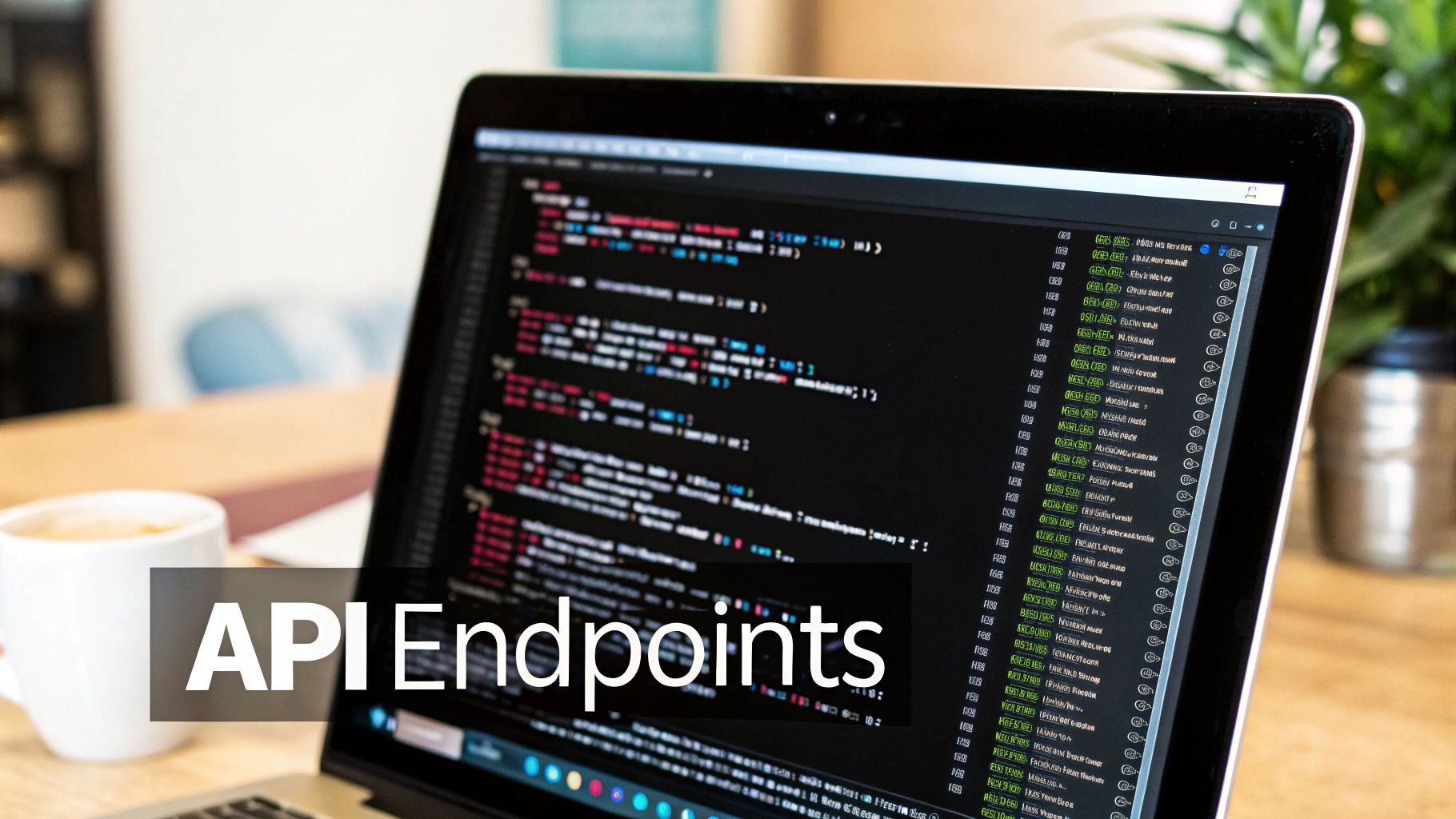 Man working on a computer with code on the screen