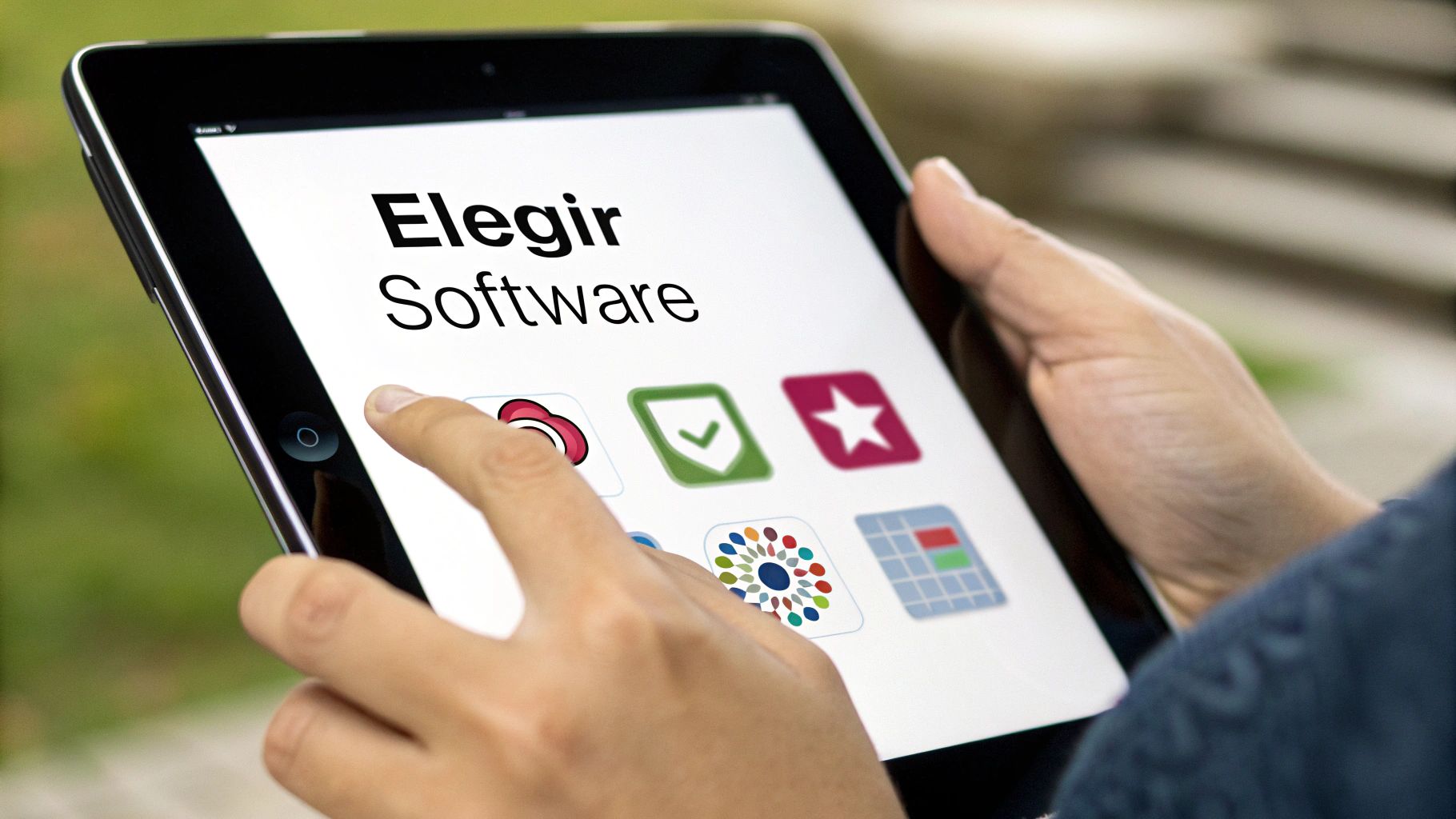 Una persona analizando una interfaz de software de trading con gráficos y opciones, representando la selección de una herramienta.