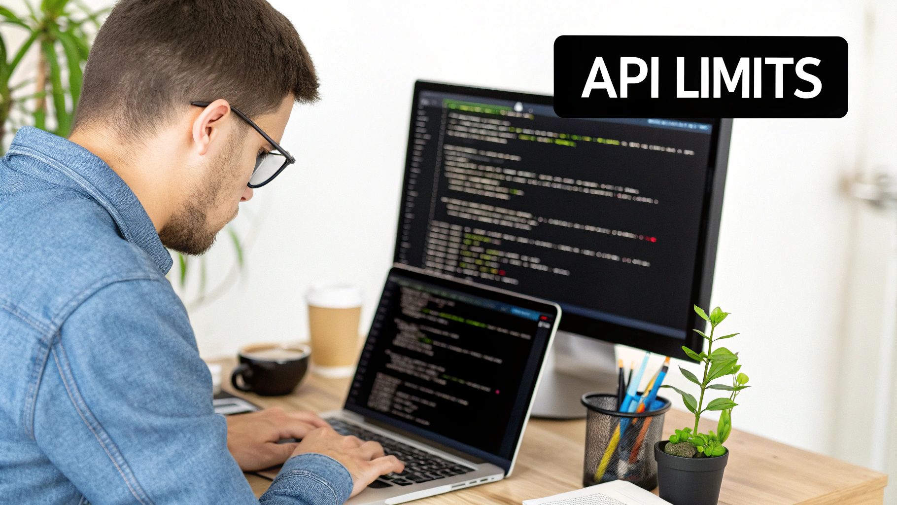 A person at a desk drawing blueprints for a software project