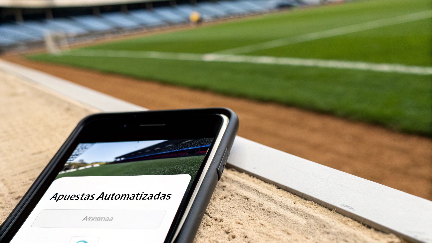 Una persona usando un móvil con la aplicación de Telegram abierta, interactuando con un bot de apuestas.