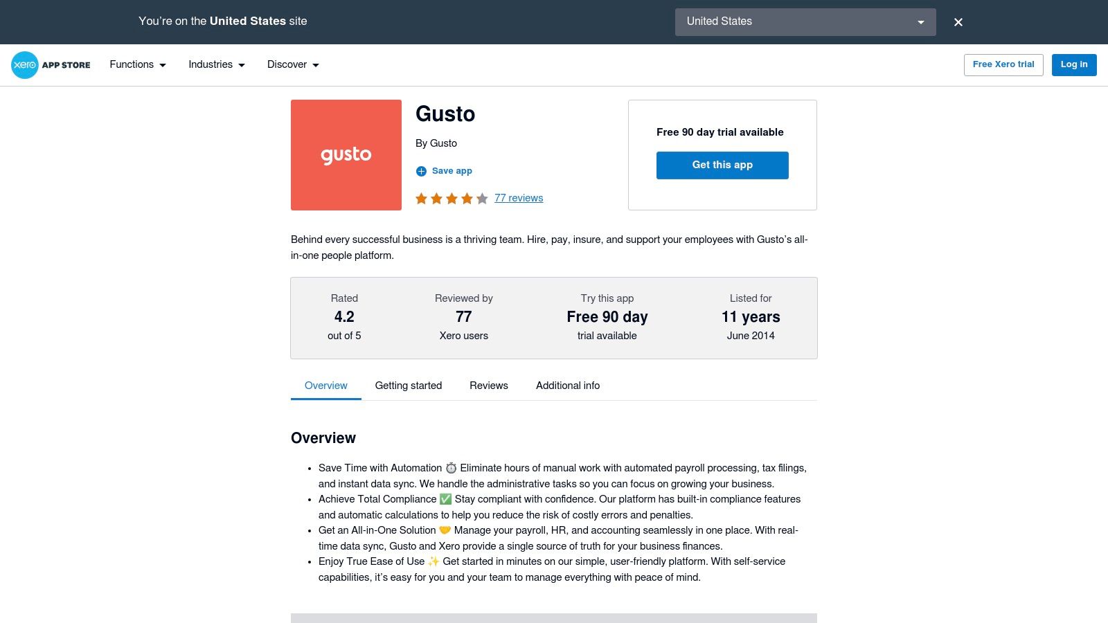 Gusto (US Payroll + HR for Xero)