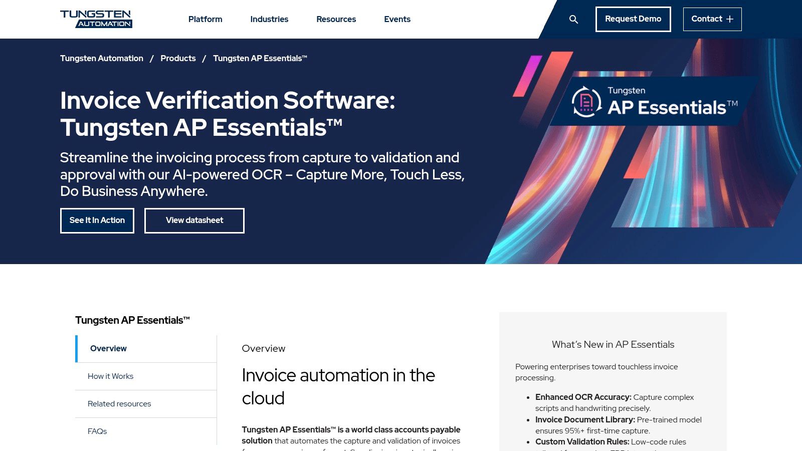 Tungsten Automation (formerly Kofax) – AP Essentials (ReadSoft Online)