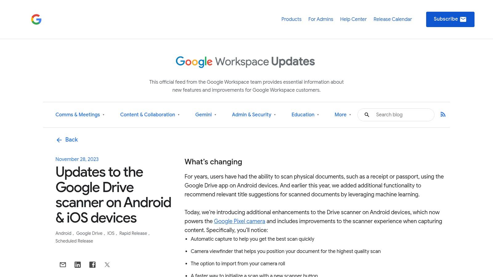 Google Drive – built-in scanner