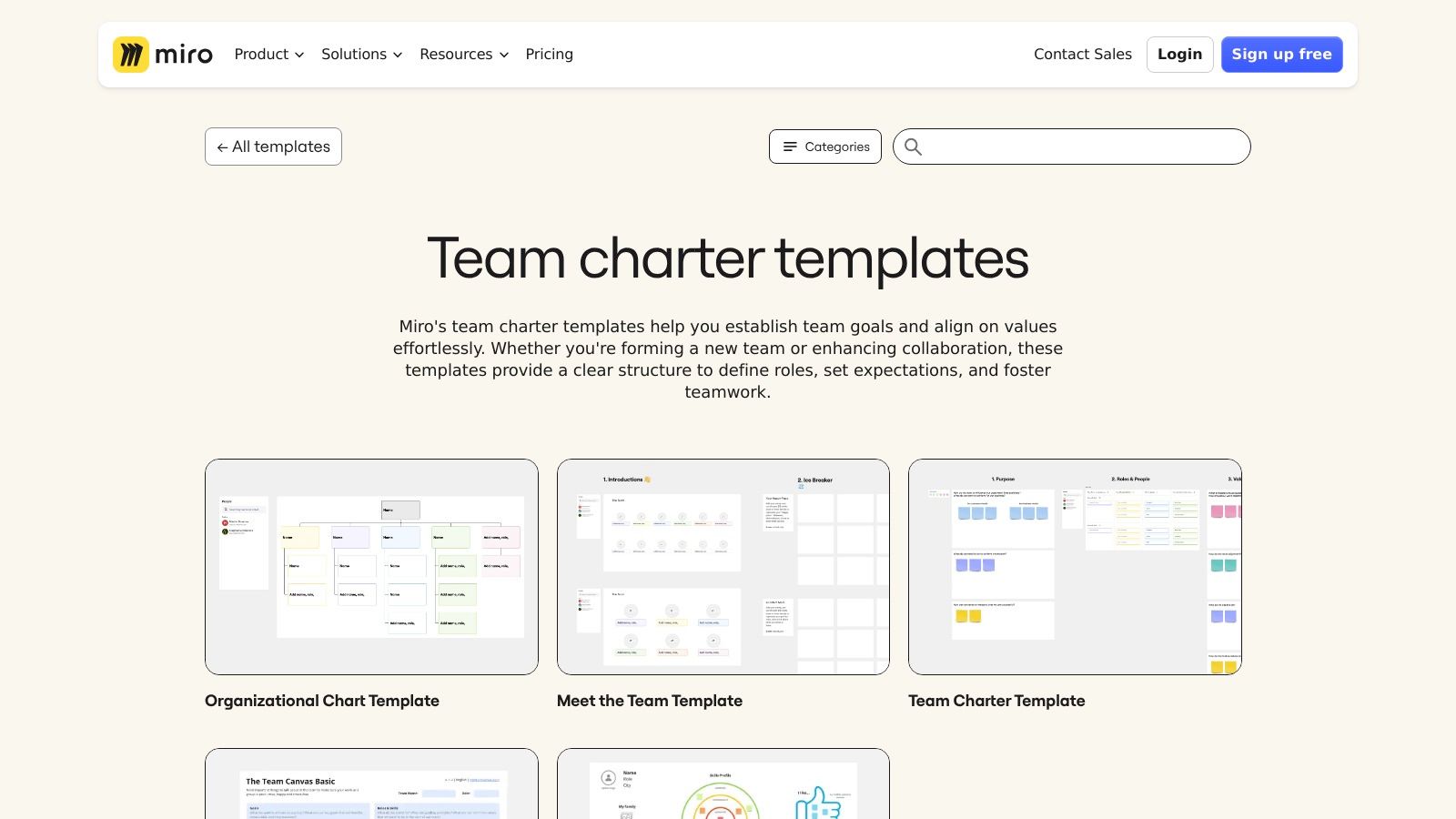 Miro Team Charter Template