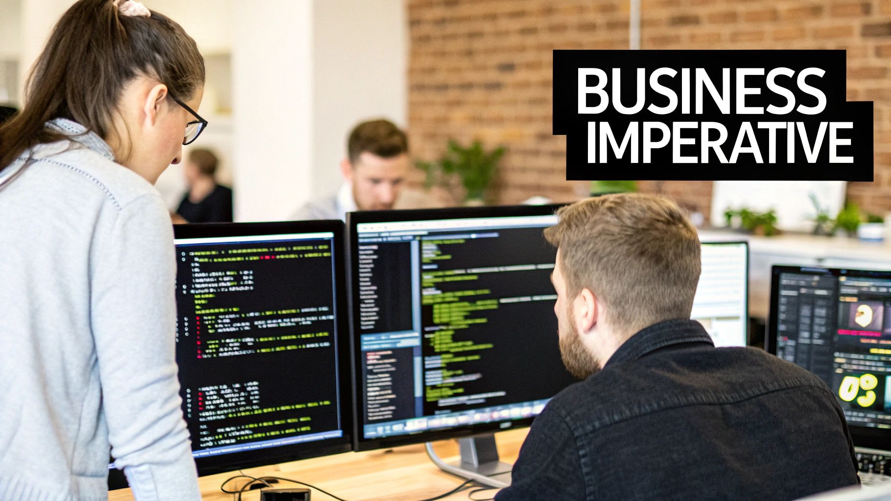 Developers looking at a screen with API endpoint data