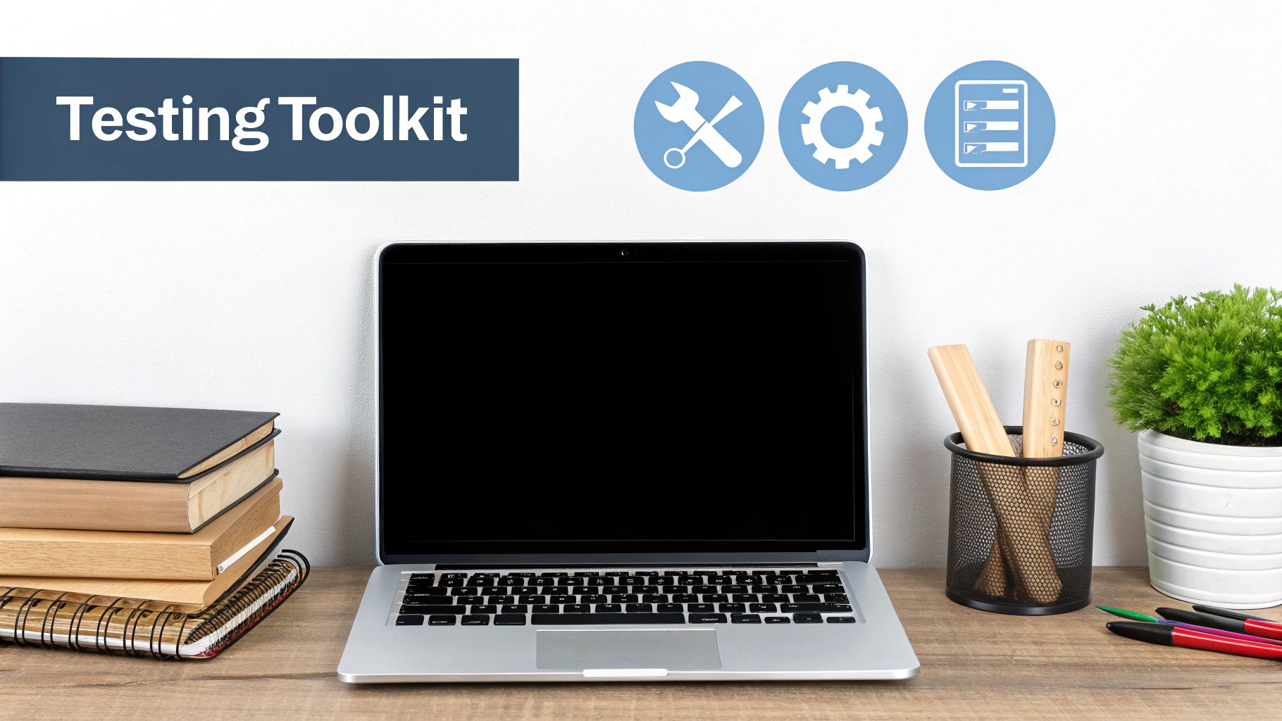 A collection of software tool logos arranged neatly, symbolizing a modern tester's toolkit for DevOps.