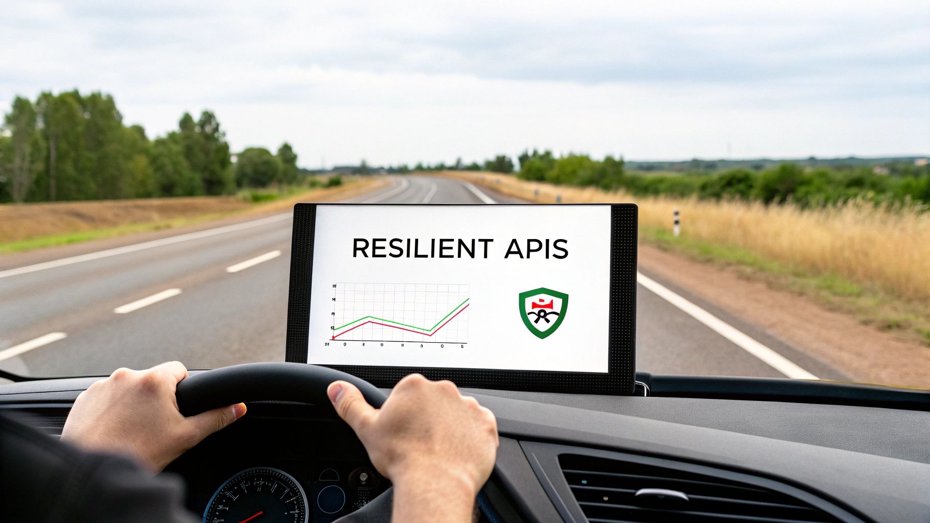 A digital illustration showing interconnected nodes representing a robust API system under testing.