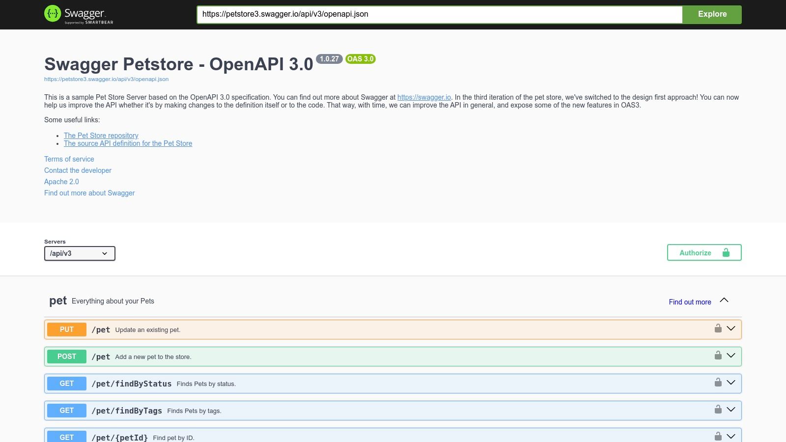 Swagger Petstore (OpenAPI sample)
