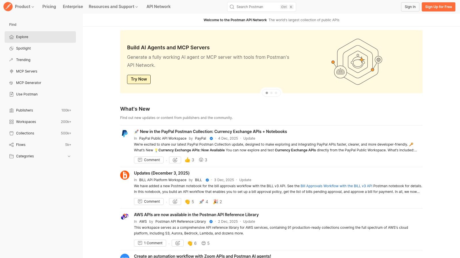 Postman API Network (Explore)