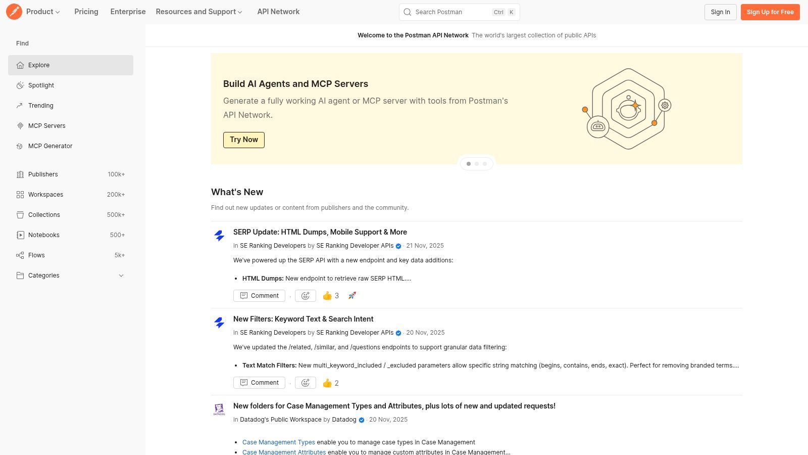 Postman Public API Network