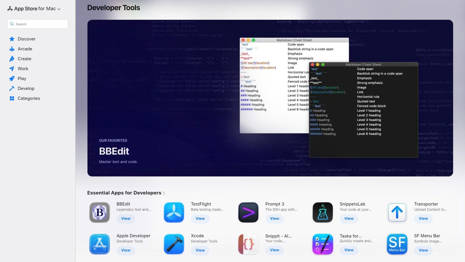 Mac App Store – Developer Tools category