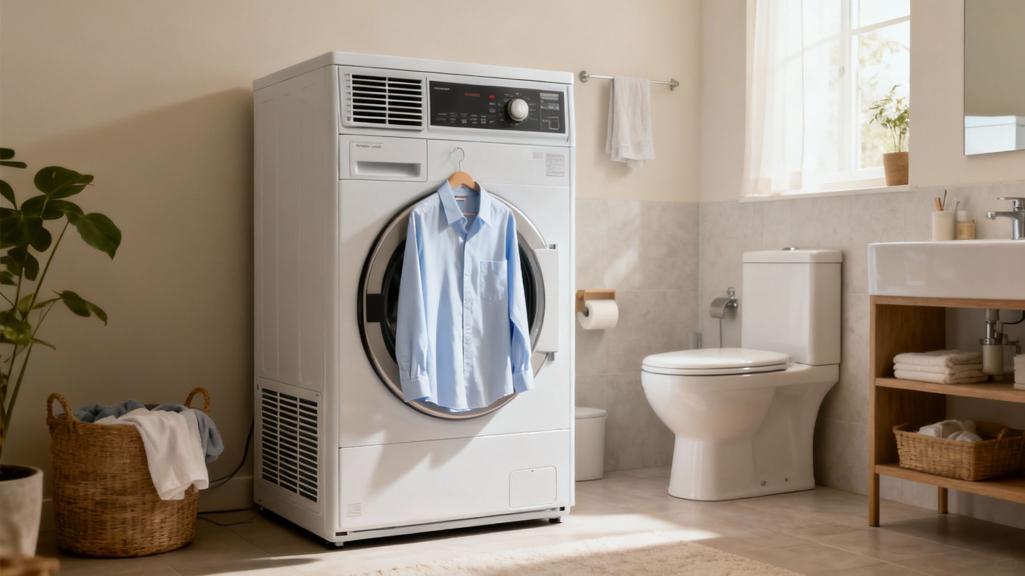 Suszarka kondensacyjna: co to znaczy i jak działa to urządzenie? Kobieta wyjmująca suche ubrania z suszarki kondensacyjnej