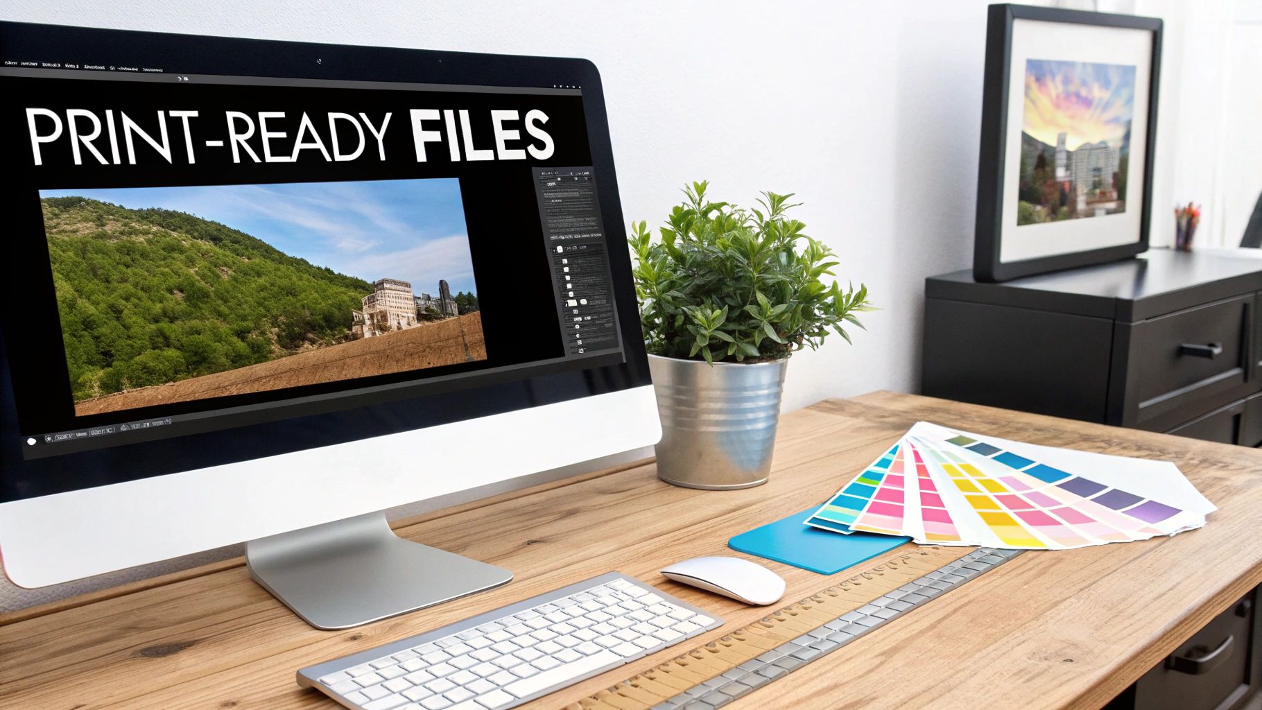 An example of a poorly prepared print file next to a correctly prepared one, showing the difference in clarity and bleed.