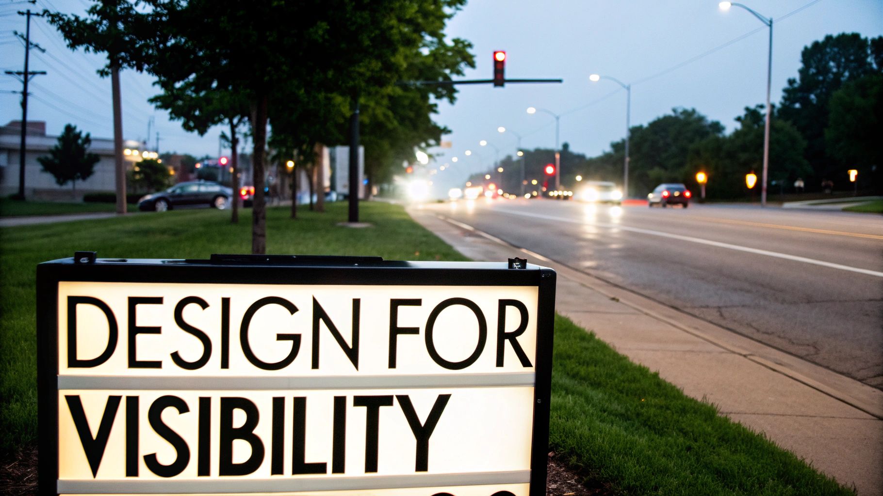 A well-designed outdoor light box sign on a modern building.