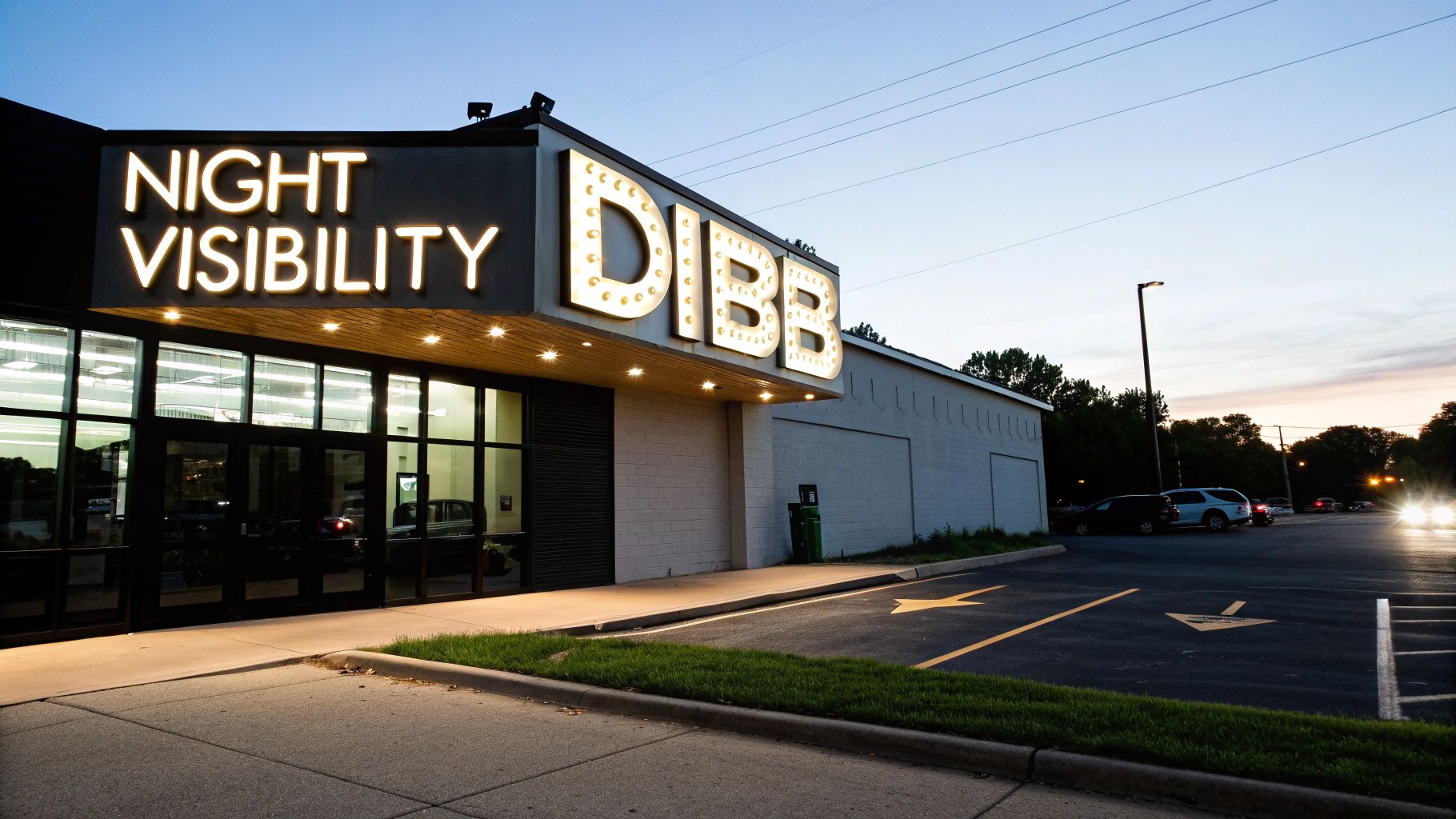 Illuminated 3D Letter Signage at night