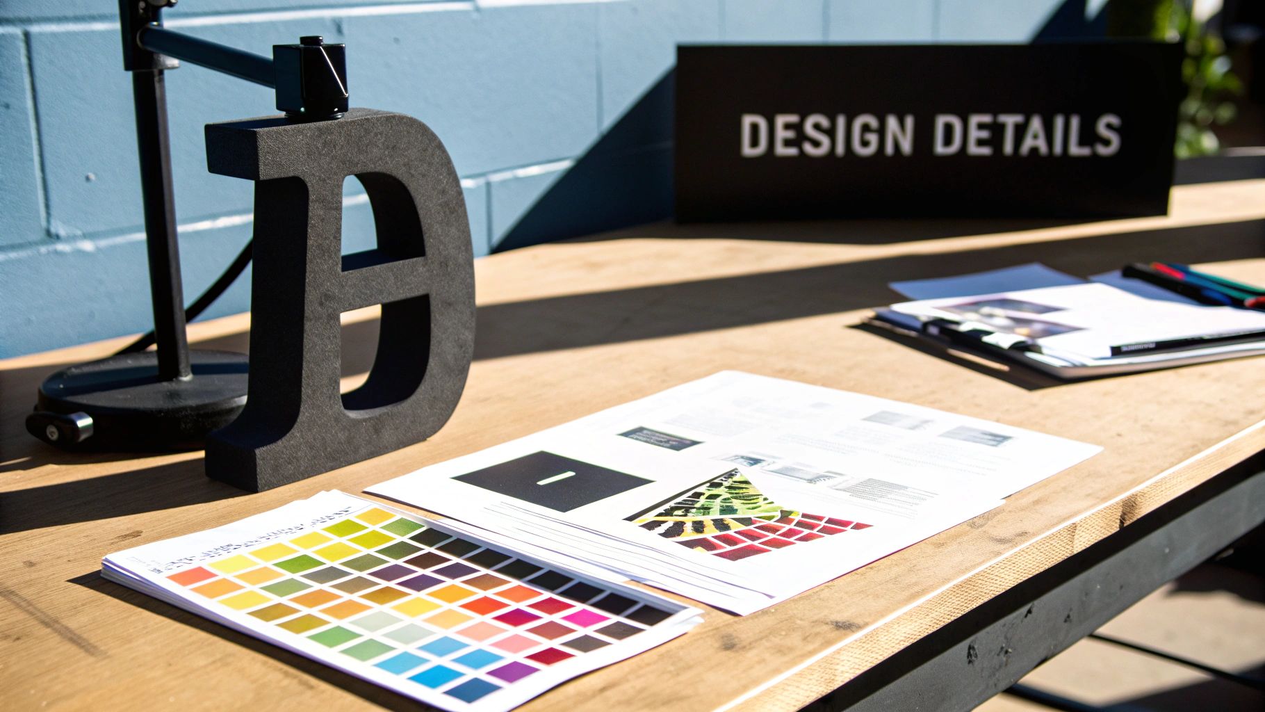 A detailed look at the side of a mounted 3D letter sign showing its depth and finish