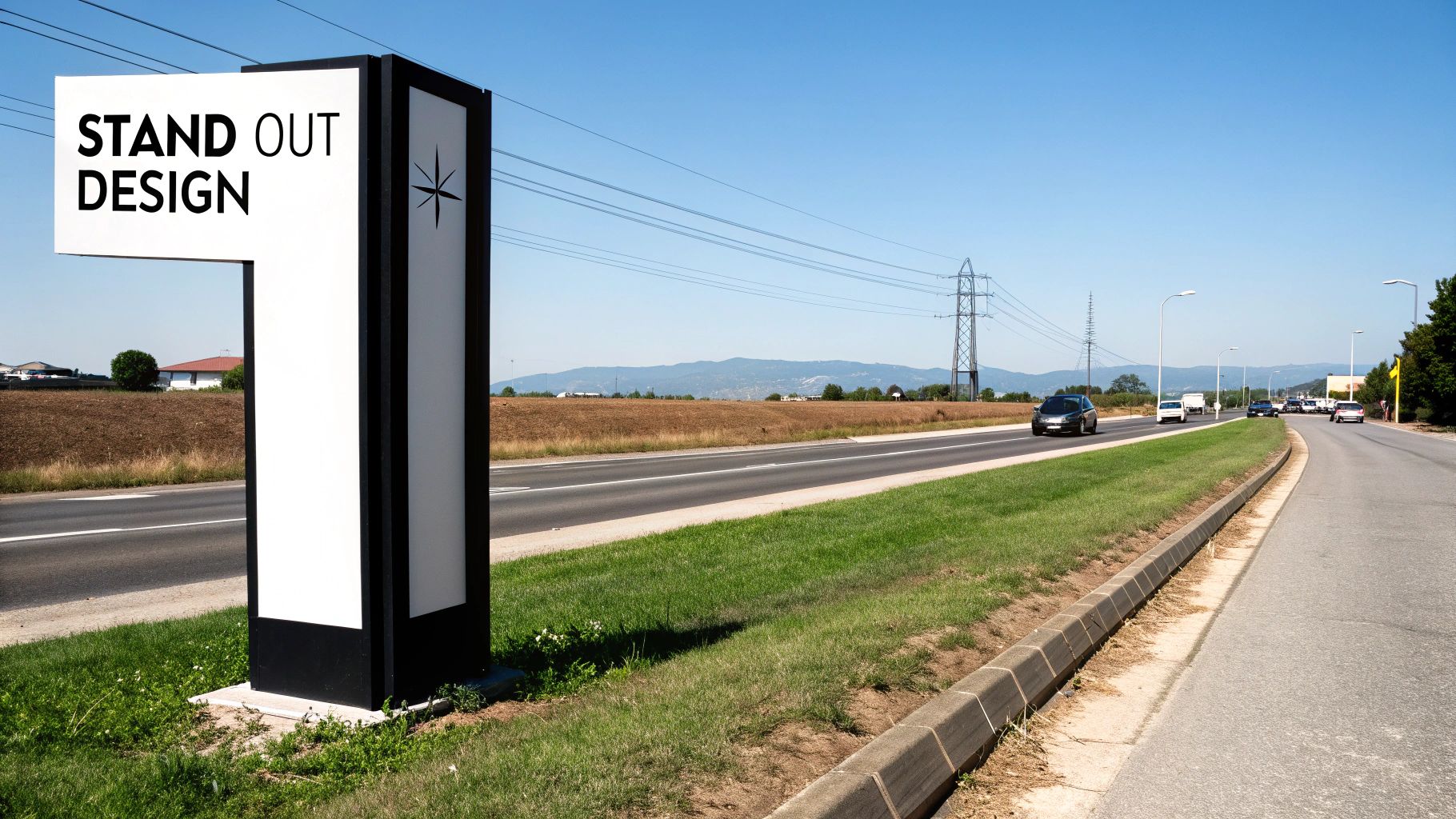 A well-designed pylon sign with clear branding and high visibility.
