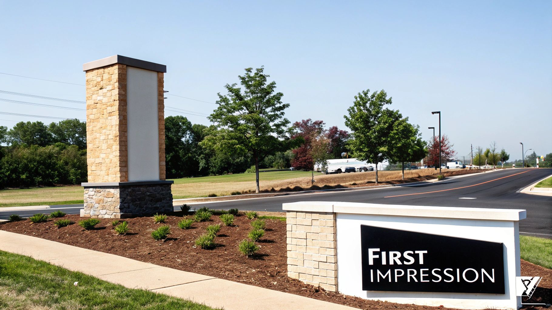A modern, well-lit monument sign for a professional business complex.