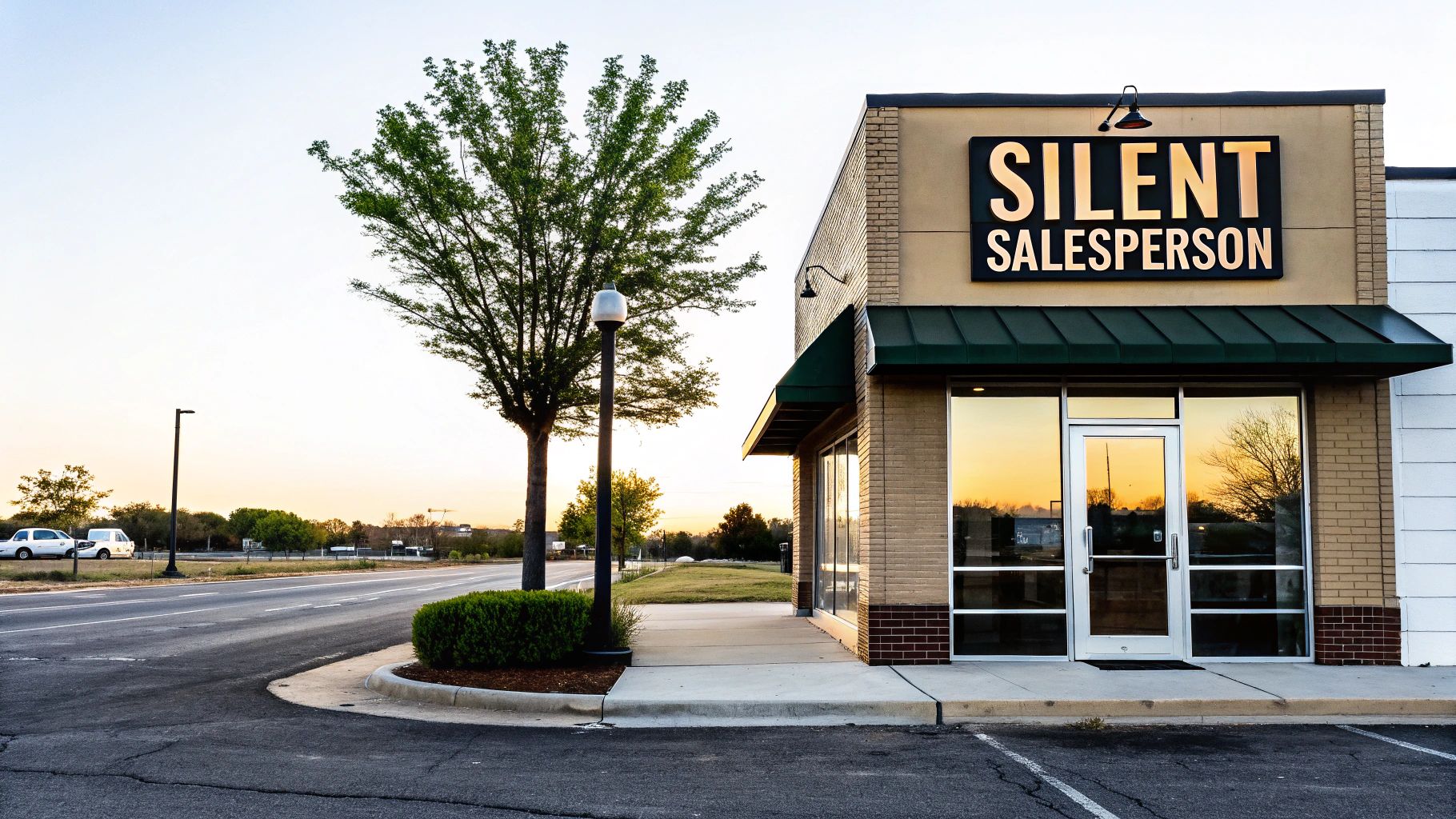 Business sign over storefront