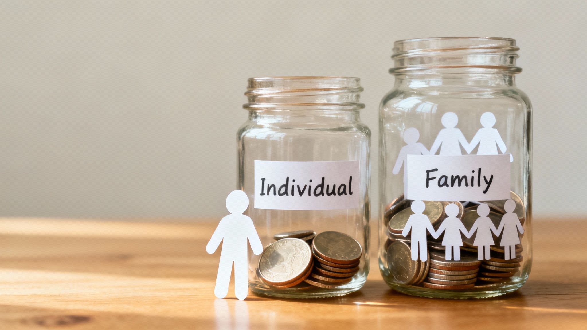 A diverse family smiling and walking together outdoors, representing a family health plan.