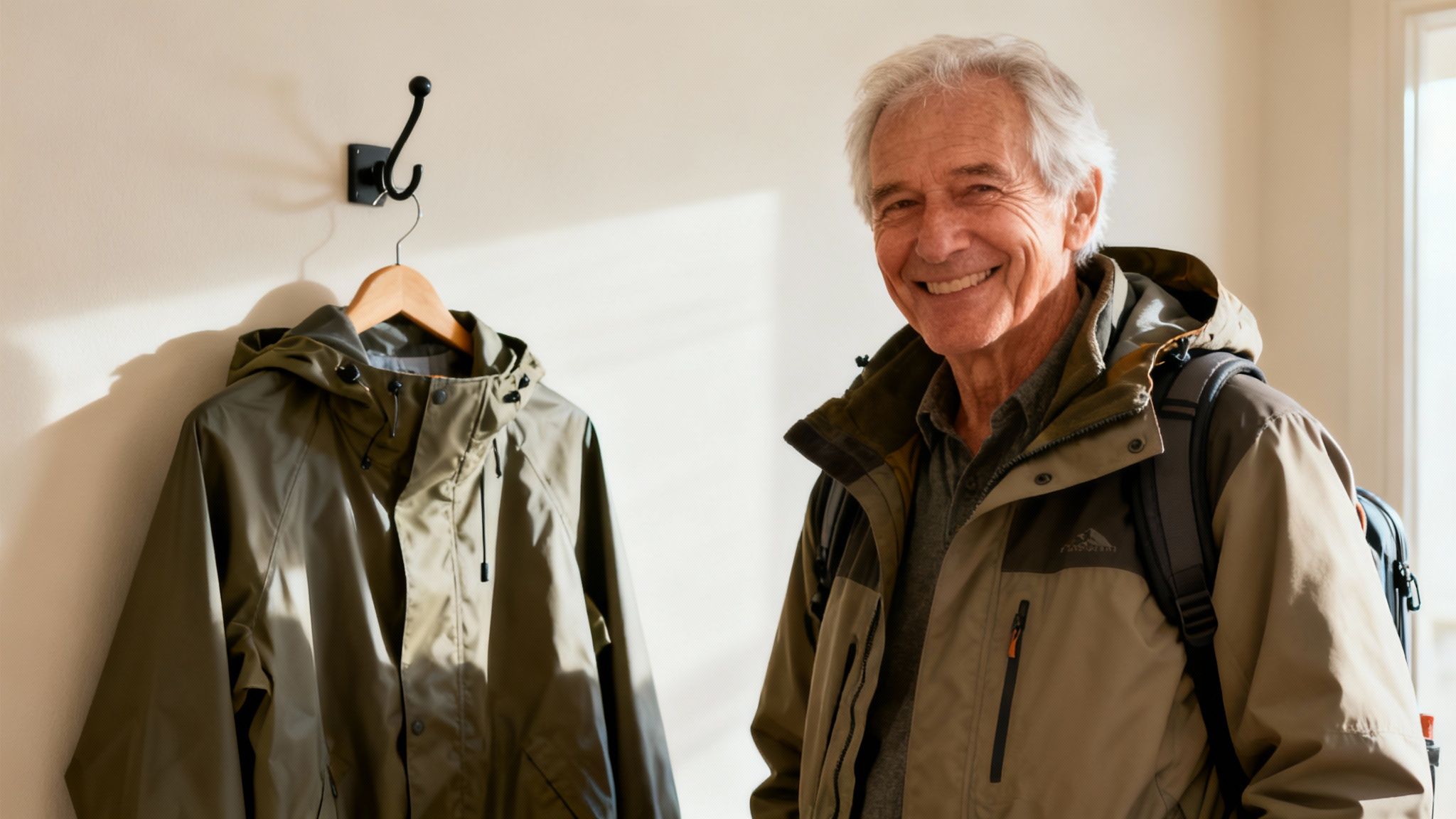 A senior couple smiling and looking at a map while planning their trip.
