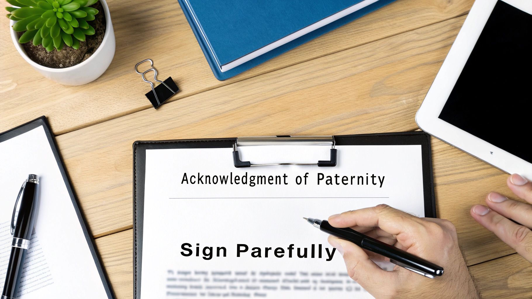 A legal document being signed with a pen.