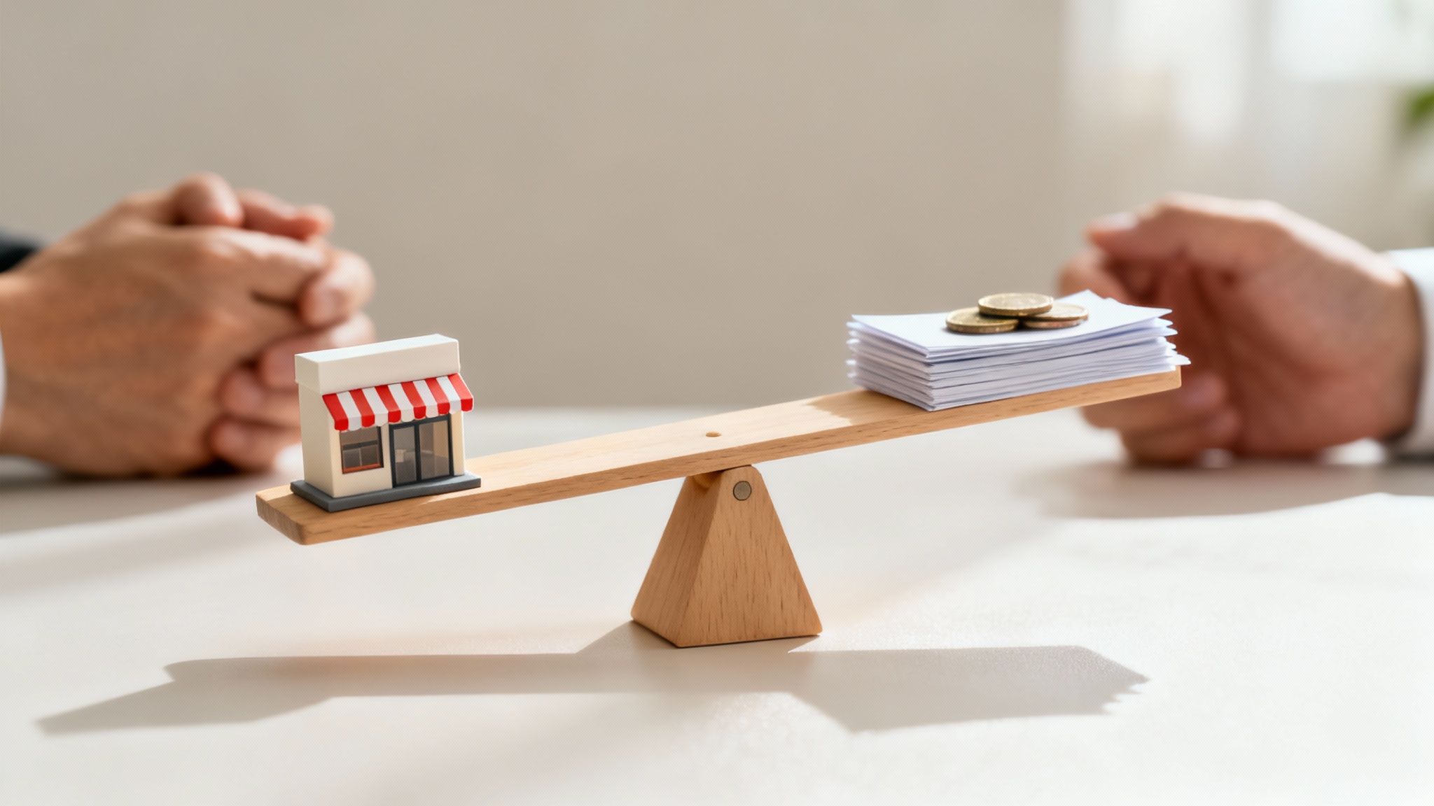 Three chess pieces on a board, representing the strategic decisions needed when dividing business assets during a divorce.