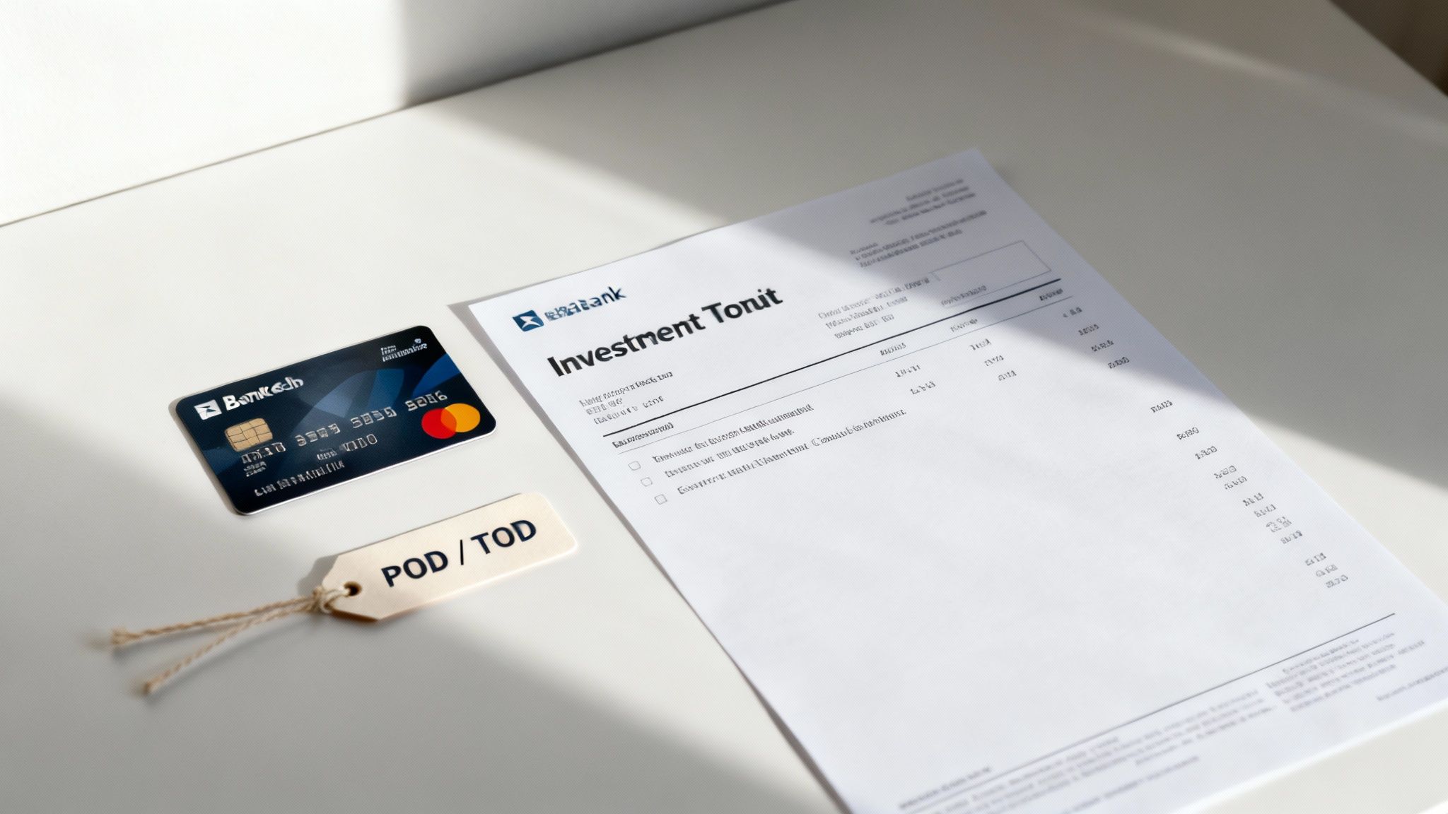 A close-up shot of a person signing a beneficiary designation form for an investment account.