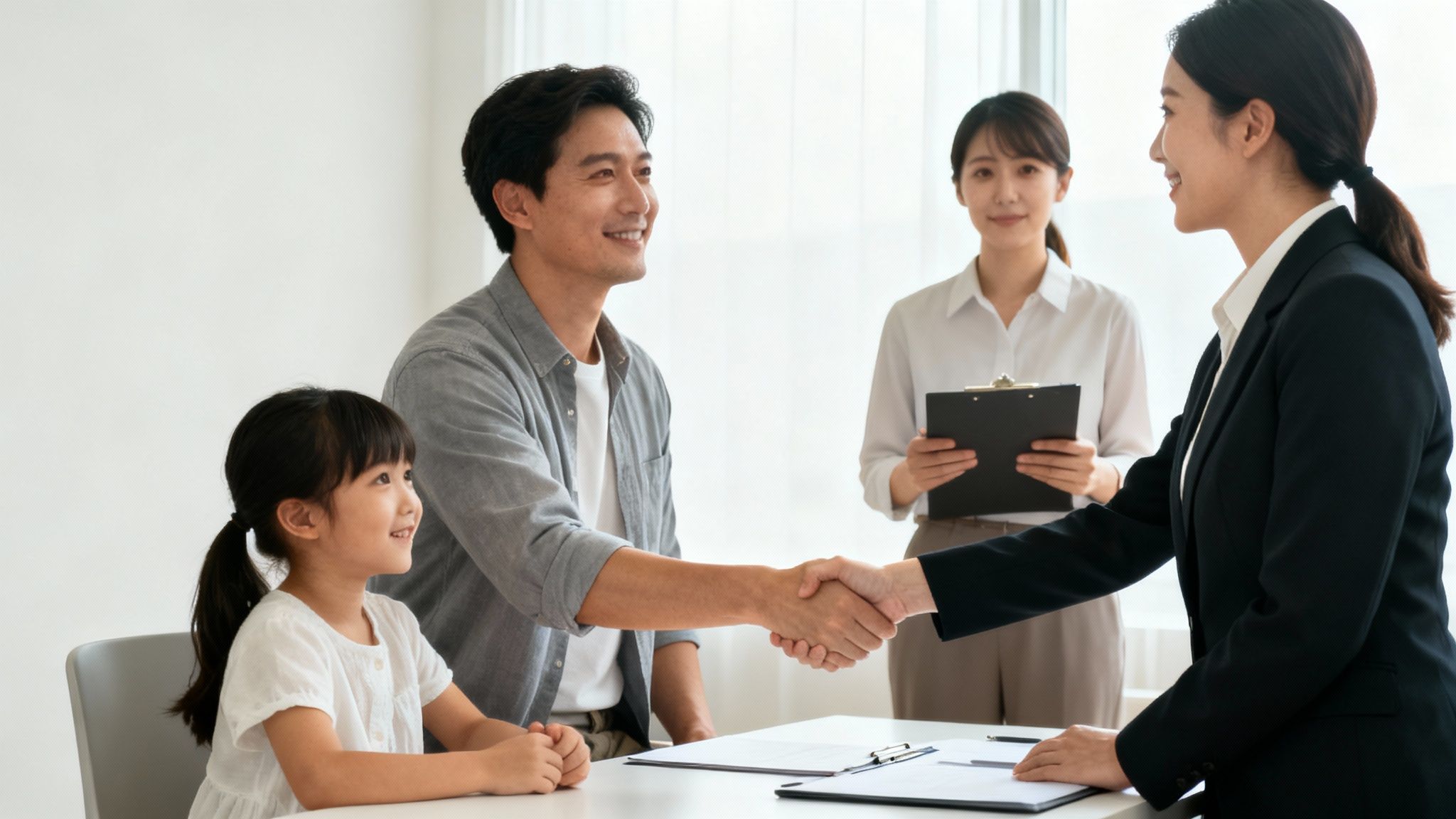 A diverse group of people smiling and collaborating, symbolizing the adoption team.